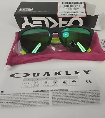 Sunglasses  Oakley Frogskins Lite OO9374 2963 Matte Black Bright Green  Prizm Ja • $75.49