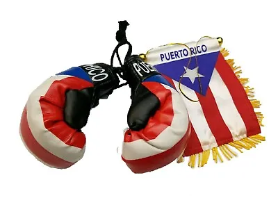 Puerto Rico Rican Mini Banner Flag Car Rearview Mirror Boriquen Boxing Glove PR • $10.94