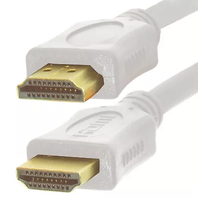 Quality White V2.0 HDMI Cable High Speed FULL HD 4K 3D ARC GOLD Short Long Lead • £9.98