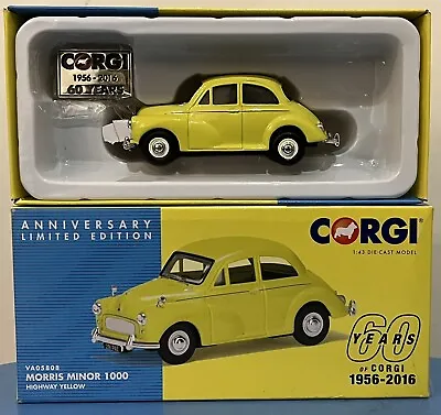 £8.50 • Buy Corgi Morris Minor & Pin Badge Highway Yellow 60 Years Vanguards VA05808 1:43