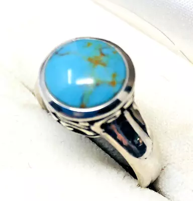 Vtg .Southwestern 925 CFJ Thai Sterling Ring With Turquoise Cabachon Size 8 • $22