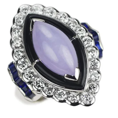 £2536.38 • Buy Takemoto Izumi Pt900 Lavender Jade Sapphire Diamond Onyx Ring 3.51 Ct S0.51ct