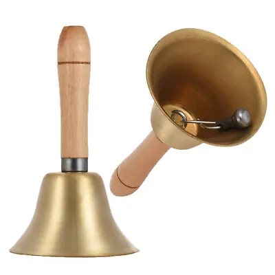 Brass Hand Bell Loud Call Bell Handbell Wooden Handle Desk Ringbell For Wedding • $9.99