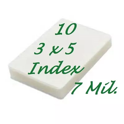3 X 5 10 PK 7 Mil Laminating Pouches Sheets 3-1/2 X 5-1/2 File Index X-CLEAR • $10.99