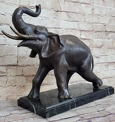 Signed Moigniez Male African Elephant W Trunk Up Bronze Sculpture Statue Figure • $399