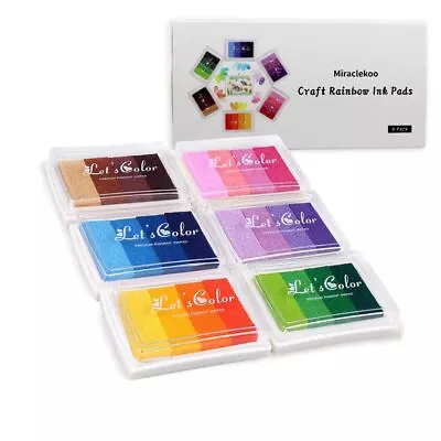 Miraclekoo Craft Rainbow Ink Pads Washable Finger Ink Pad Set Of 6 Multicolor... • $16.23