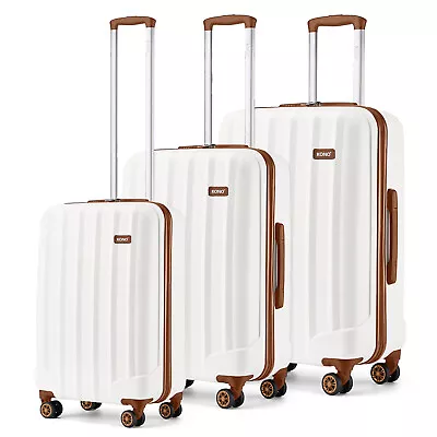 Lightweight Hard Shell ABS Suitcase Set 4 Wheels Cabin Hand Luggage Trolley Case • £25.99