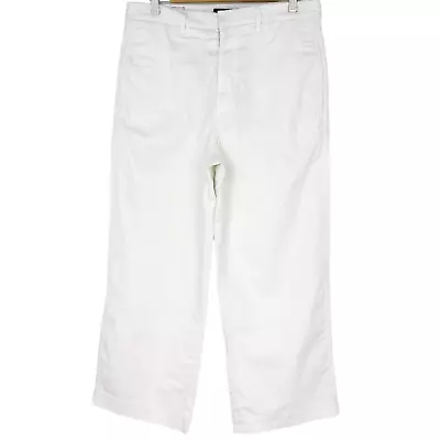 Bassike White Cotton High Rise Wide Leg Chino Pants Size 4 14 • $100