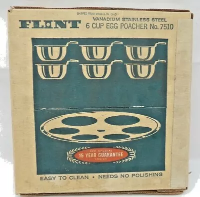 Rare Vintage Flint Vanadium SS 6 Cup Egg Poacher #7510 New Original Unopened Box • $49.99