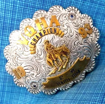 VQHA Virginia Quarter Horse Association Champion Belt Buckle Vtg Wages SS.DBD894 • $159.98