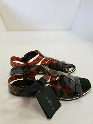 Zara Basic Collection Sandals Brown Vinyl Size 6 • $14.99