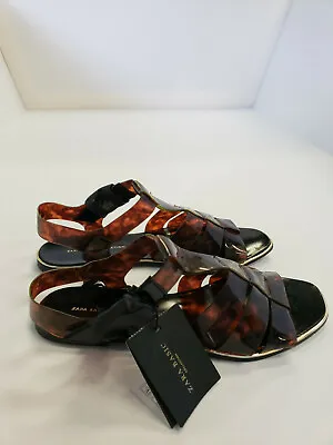 $10.49 • Buy Zara Basic Collection Sandals Brown Vinyl Size 8