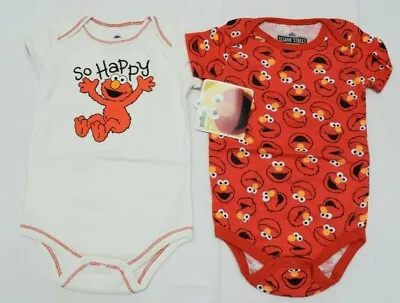 Sesame Street Elmo Infant Bodysuit 2 Pack Choose Size • $10.79