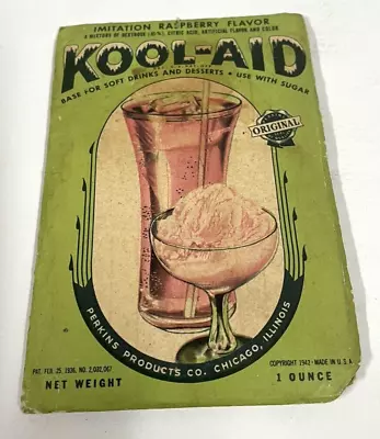 Vintage Imitation Raspberry Flavor Kool-Aid Packet 1 Ounce SEALED 1942 • $33.99