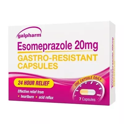 Esomeprazole Gastro-Resistant 20mg Capsules For Heartburn Acid Reflux (7 CAPS) • £5.59