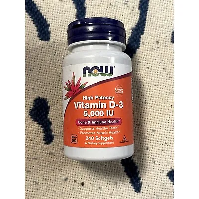 Now Foods - High Potency Vitamin D-3 5000 IU 240 Softgels EXP 08/2027 • $12