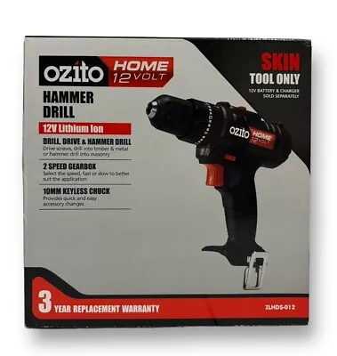 Ozito Home 12V Hammer Drill Skin Only 2 Speed Gear Box 10mm Keyless Chuck • $49