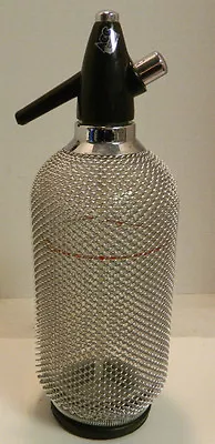 Vintage ACC Syphon Metal Mesh Covered Seltzer Bottle Czechoslovakia Excellent • $36.99