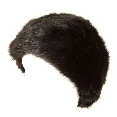 New Ladies Black Faux Fur Cossack Hat • £8.99