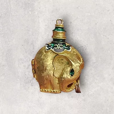 Vtg Reckon Moon Drops ELEPHANT Pendant Wax Perfume Locket Goldtone  • $47.97