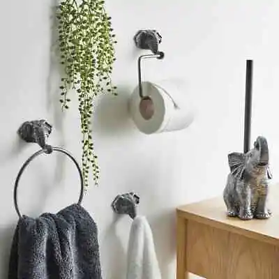 AFRICAN SAFARI ELEPHANT Bathroom Accessories Hook Towel Ring Toilet Roll Holder • £16.99