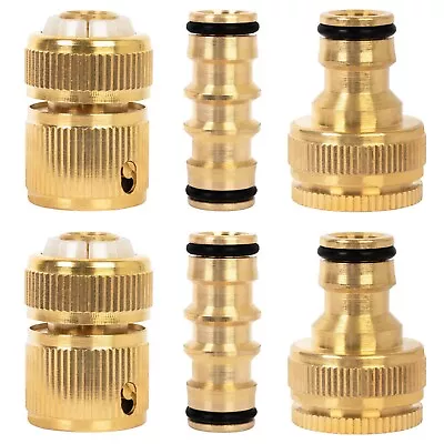 BLOSTM Brass Garden Hose Connector 6 Pack Tap ½” Fittings Quick Connect • £10.99