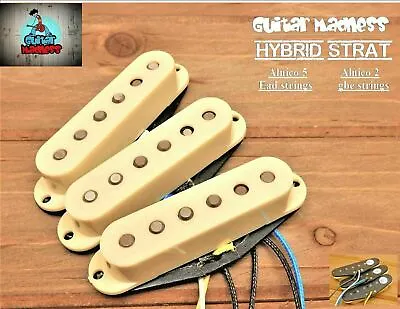 Hybrid Guitar Pickup Set Alnico 5/2 Magnets Set Of 3 Cream For Stratocaster • $44