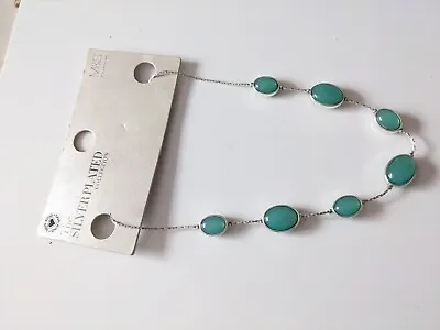 Marks And Spencer M&S Silver Tone Green Beaded Necklace • £5.99