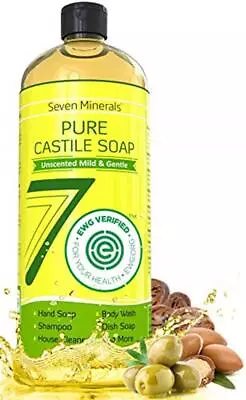 EWG Verified Castile Soap 33.8 Fl Oz - No Palm Oil GMO-Free - Unscented Mild  • $25.32