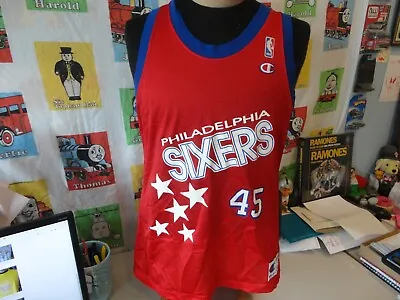 $109.25 • Buy Vintage 90's Philadelphia 76ers Shawn Bradley Champion Jersey 44