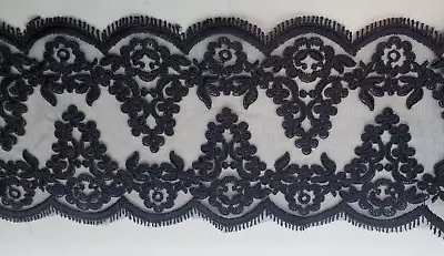 VTG DOUBLE SIDED Black Venise Lace 2yd X 6  Bridal Gunne Saxish Victorian In • $14.95