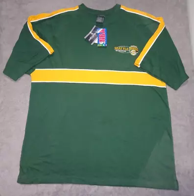 Vintage Seattle Sonics Embroidered T Shirt Pro Edge NBA Official XL Green • $19.99