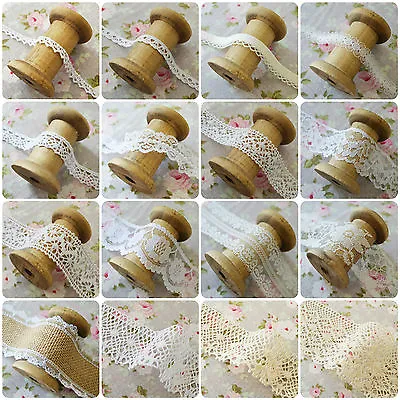 Vintage Style Lace Trim Crochet Ivory White Cream Wedding Sewing Bridal Ribbon • £4.45