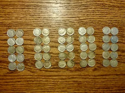 Lot Roll Of 50 Roosevelt 90% Silver Dimes 1946-1963 • $66