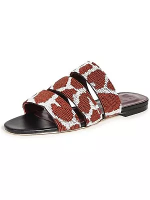 STAUD Womens Brown Padded Beaded Mona Round Toe Slide Dress Slide Sandals 39 • $53.99