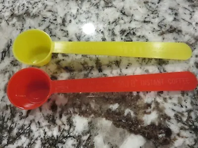 2 Vintage MJB Instant Coffee Red & Yellow Plastic Measuring Spoon Scoops LOOK • $9.99