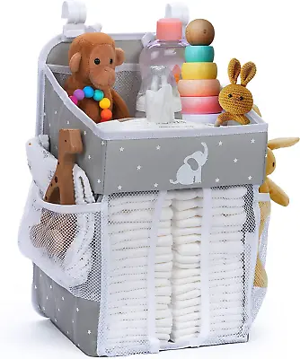 Hanging Changing Table Organizer - Nursery Cot Storage - Grey - 43x23x23cm • £29.46