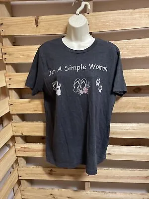 I'm A Simple Woman T-shirt Woman's Size Large Jeep Flip Flops Paw Prints KG JD • $10