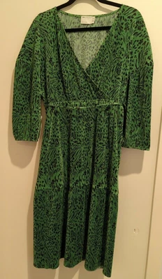 $13.50 • Buy ASOS Green Plisse Midi Dress Animal Print Size 14 Petite