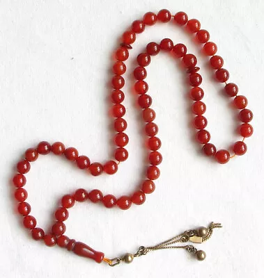 Carnelian Prayer Beads For Islamic Market 66 Count Silver Tassel Tesbih Masbaha  • $275