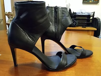 VINCE Black Cuff Anke Wrap Zip Side Sandals Heels SZ 8M • $10.20