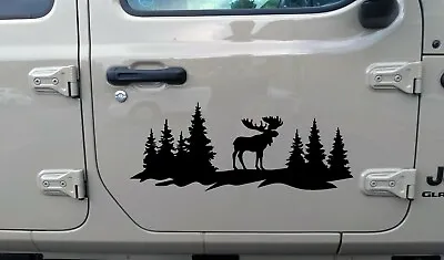 Moose Forest Scene V2 - RV Camper Truck 4x4 Graphics - Die Cut Sticker • $42.99