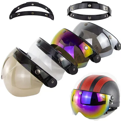 3-Snap Windshield Motorcycle Helmet Flip Up Visor Shield Lens Half Open Face • $15.98