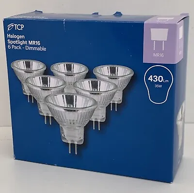 Pack 6x MR16 35W Watt 12V Halogen Spotlight Bulbs Dimmable Homebase Light GU5.3 • £6.49