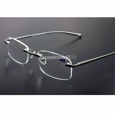 £5.99 • Buy  Rimless Reading Glasses Men's Gun Metal Alloy Frame +1.0 1.5 2.0 2.5 3.0 3.5