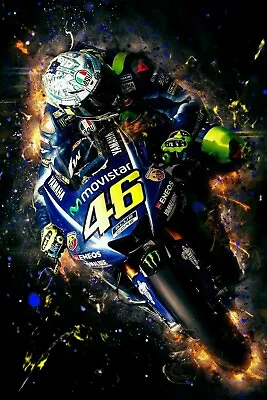 Moto GP Rossi 46 The Doctor Ver2 PICTURE PRINT CANVAS WALL ART FRAMED 20X30 INCH • $24.66