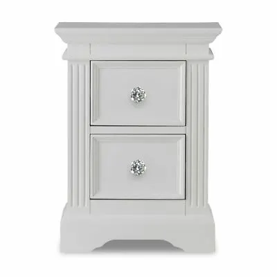 Gainsborough White Bedside Table Bedside Cabinet With Crystal Knobs ASSEMBLED • £164.99