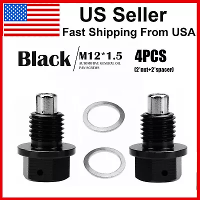 2PCS Engine Magnetic Oil Pan Drain Plug Bolt Anodized Crush Washer M12 X 1.5 • $6.99