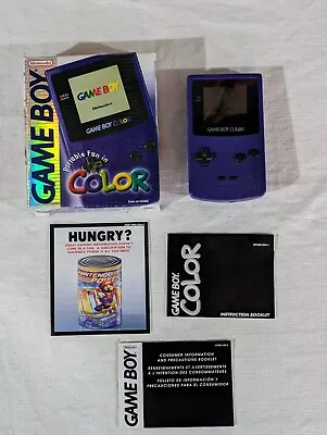 Nintendo Game Boy Color System Purple Grape Complete In Box CIB Tested • $100