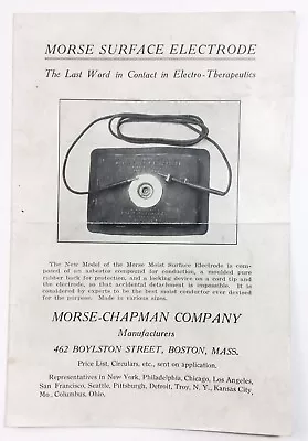 Morse Chapman Electrotherapy Quack Device Ad Flier Wave Generator Electrodes • $49.95